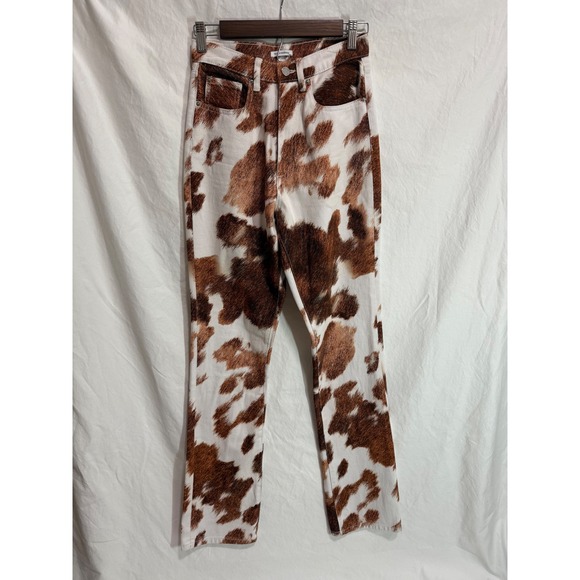 WeWoreWhat Denim - WeWoreWhat Cow Print Jeans Women's Size 25 Brown and White Straight Leg Denim